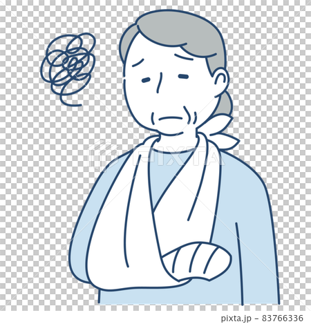Senior woman with broken arm and bandage 83766336