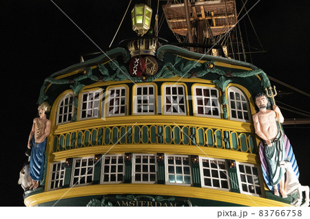 amsterdam canal vessel ship museum at night 83766758