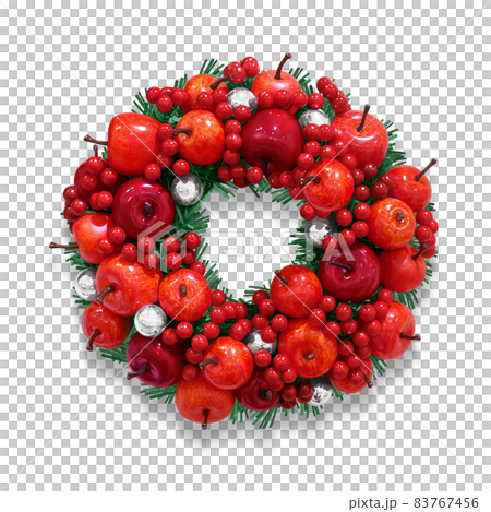 Christmas wreath illustration Real nut wreath with shadow 83767456
