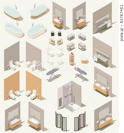 Vector isometric bathroom furniture and equipment Vector isometric bathroom furniture and equipment 83767461