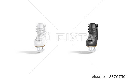 Blank black and white ice skates mock up, looped rotation Blank black and white ice skates mock up, looped rotation 83767504