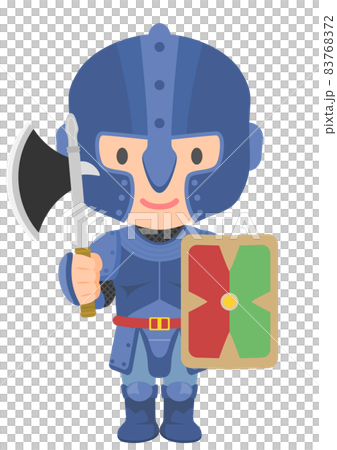 Warrior game character equipped with an ax and shield 83768372