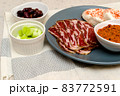 Plate with Bulgarian salami - babek, cheese and chutney 83772591