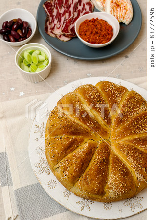 Freshly baked homemade bread 83772596