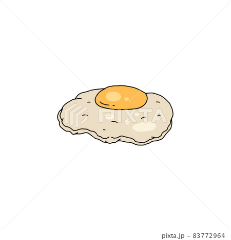 Hand drawn fried egg in colored sketch style, flat vector illustration isolated on white background. Hand drawn fried egg in colored sketch style, flat vector illustration isolated on white background. 83772964