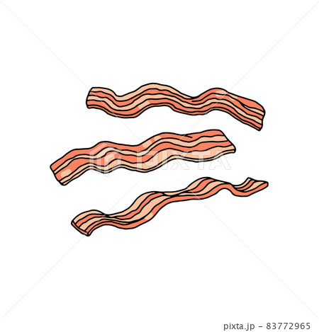 Fried bacon strips in hand drawn sketch style, vector illustration isolated on white background. 83772965