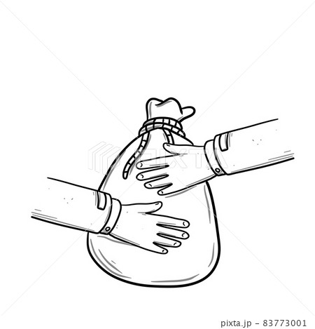 Hand holding the bag. Storage and accumulation of money. Hand holding the bag. Storage and accumulation of money. 83773001