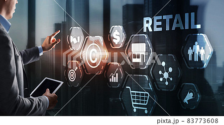Retail concept marketing channels E-commerce Shopping automation on virtual screen Retail concept marketing channels E-commerce Shopping automation on virtual screen 83773608