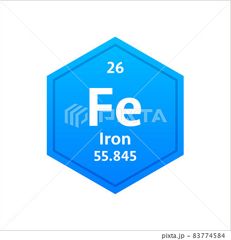 Iron symbol. Chemical element of the periodic table. Vector stock illustration. Iron symbol. Chemical element of the periodic table. Vector stock illustration. 83774584