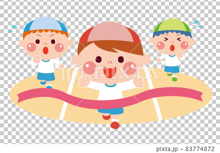 運動会でかけっこをする子どもたちのイラスト 83774872