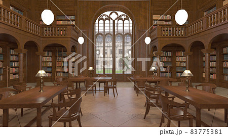 Victorian library room interior 3d illustration 83775381
