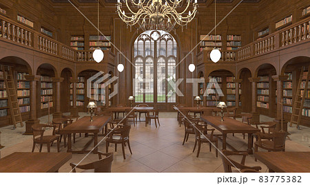 Victorian library room interior 3d illustration 83775382