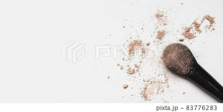 top view brush eyeshadow powder. High quality beautiful photo concept top view brush eyeshadow powder. High quality beautiful photo concept 83776283
