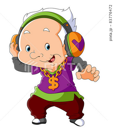 The Hip Hop Grandfather Is Listening The Music のイラスト素材