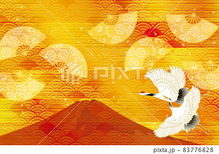 鶴のいる美しい和柄 83776828