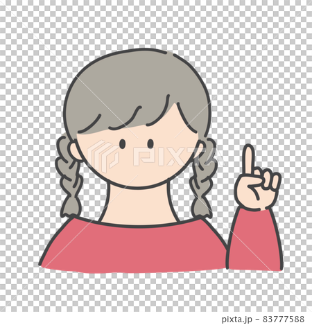 ポイントのポーズをしたの女の子のバストアップアイコンイラストのイラスト素材 7775