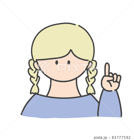 ポイントのポーズをしたの女の子のバストアップアイコンイラスト 83777592