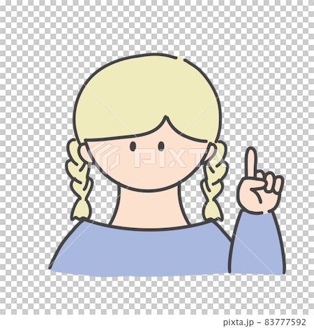 ポイントのポーズをしたの女の子のバストアップアイコンイラスト 83777592