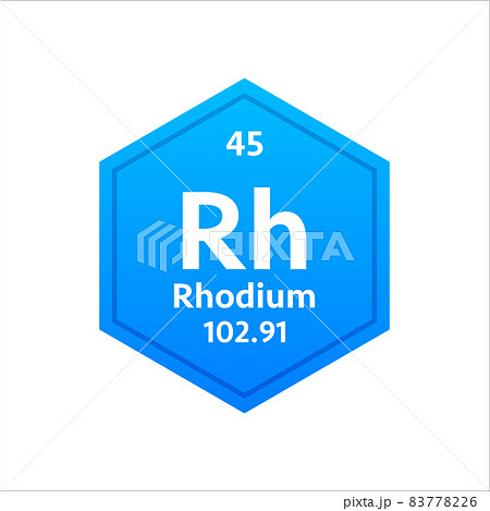 Rhodium symbol. Chemical element of the periodic table. Vector stock illustration 83778226