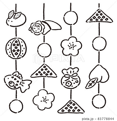 女の子のためのかわいいつるし飾りのイラスト素材 7744
