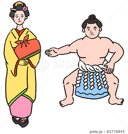 舞妓さんとお相撲さんのセット 83778845