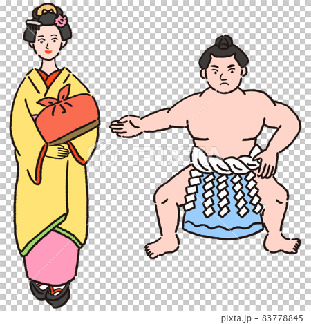 舞妓さんとお相撲さんのセット 83778845