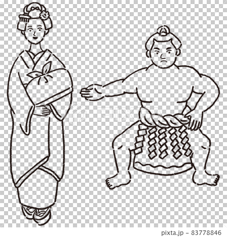 舞妓さんとお相撲さんのセット 83778846