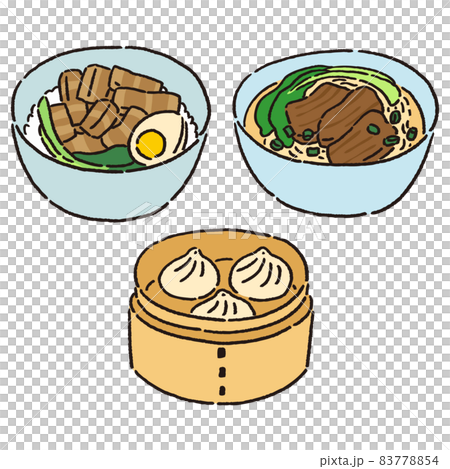 台湾料理のセット　ルーローハン、牛肉麺、小籠包 83778854