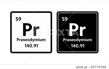 Praseodymium symbol. Chemical element of the periodic table. Vector stock illustration 83779166