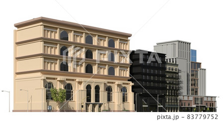 City modern buildings isolated on white background 3d illustration 83779752