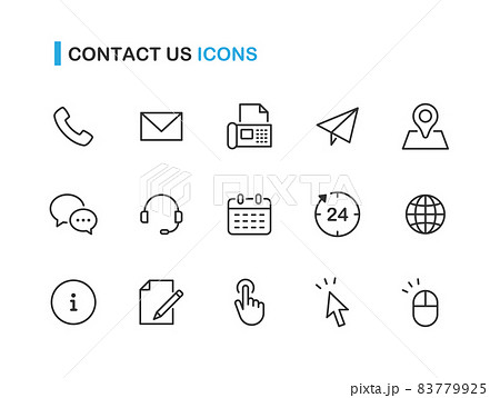 お問い合わせ関連の線画アイコンセット 83779925