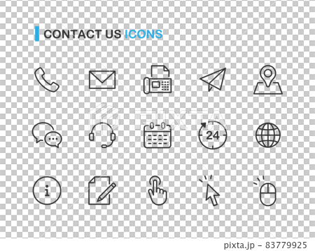 お問い合わせ関連の線画アイコンセット 83779925