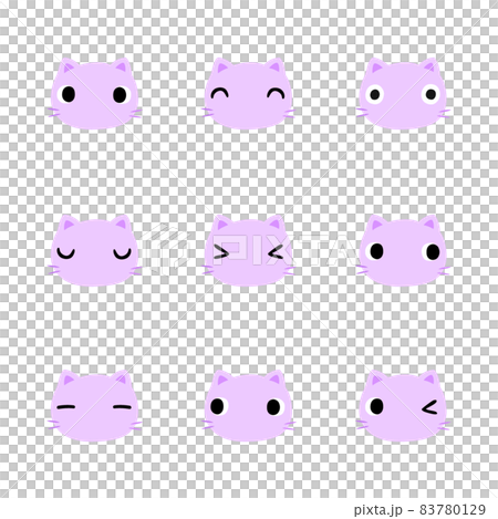 Cat face icon set no main line 83780129