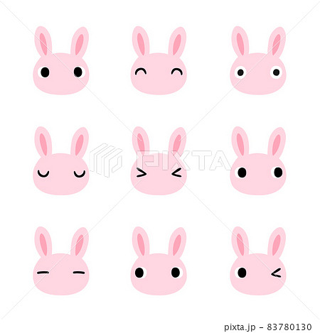 ウサギの顔 アイコンセット 主線なし ウサギの顔 アイコンセット 主線なし 83780130