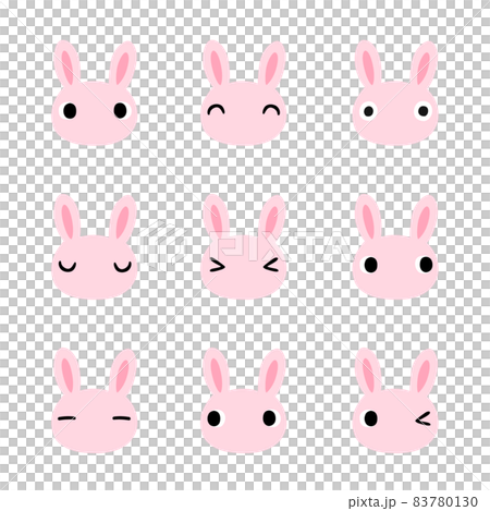 ウサギの顔 アイコンセット 主線なし ウサギの顔 アイコンセット 主線なし 83780130