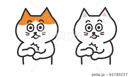 ひらめく猫のイラスト 白猫・茶白猫 ひらめく猫のイラスト 白猫・茶白猫 83780257
