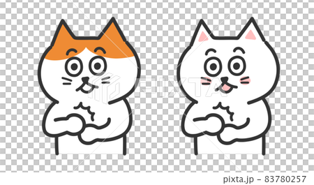 ひらめく猫のイラスト 白猫・茶白猫 ひらめく猫のイラスト 白猫・茶白猫 83780257