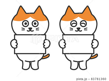 パネルを持つ猫イラスト　茶白猫 83781360
