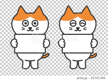 パネルを持つ猫イラスト　茶白猫 83781360