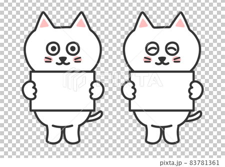 パネルを持つ猫イラスト　白猫 83781361