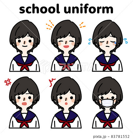 人物イラスト_女子高生表情セット 人物イラスト_女子高生表情セット 83781552