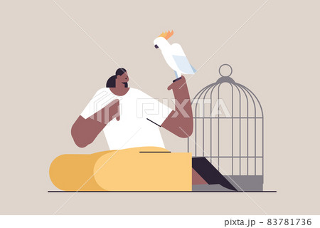 african american woman with parrot girl taking care of pet animal bird horizontal african american woman with parrot girl taking care of pet animal bird horizontal 83781736