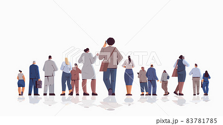 mix race businesspeople team standing back to camera rear view of business people group posing mix race businesspeople team standing back to camera rear view of business people group posing 83781785