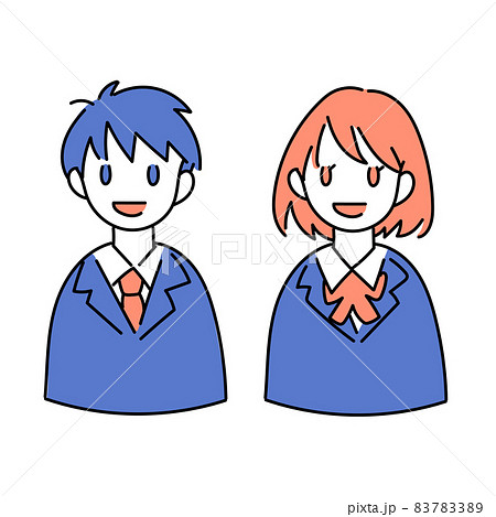 シンプル・ポップな人物イラスト　男女学生アイコン 83783389