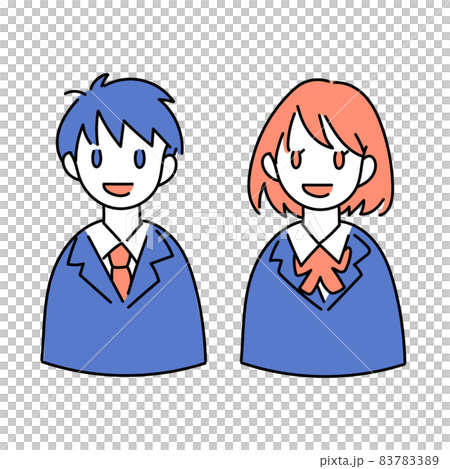 シンプル・ポップな人物イラスト　男女学生アイコン 83783389