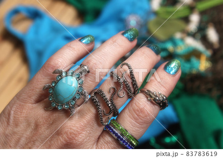 Mermaid Fashion With Jewelry and Fishing Net Close up Mermaid Fashion With Jewelry and Fishing Net Close up 83783619