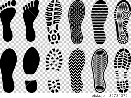 足跡と靴跡のセットのイラスト素材