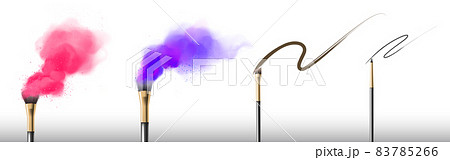 Makeup brushes with swatch of eyeshadow and liner Makeup brushes with swatch of eyeshadow and liner 83785266