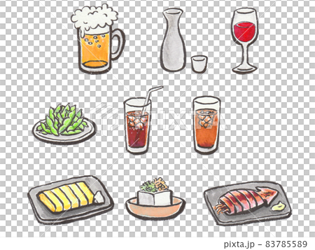 手描き飲食メニュー　居酒屋ドリンク＋おつまみ 83785589