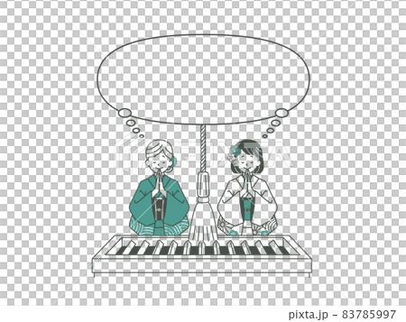 Two women worshiping and balloons-2 colors 83785997